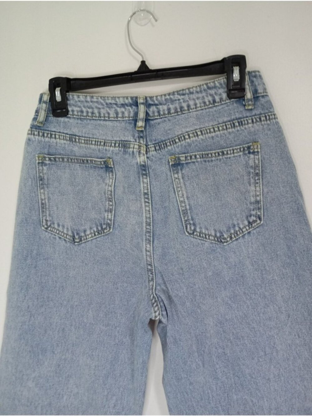 Studded Denim Jeans Rhinestone Details Size M High-Waisted Straight Leg - Picture 9 of 16
